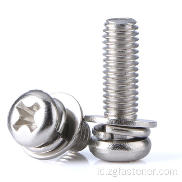 Cross Recesed Pan Head Tapping Screws dan Plain Washer Assemblies GB9074